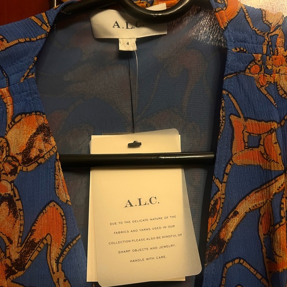 A.L.C. Silk Izzy Mini Blue Orange Dress - Picture 8 of 9